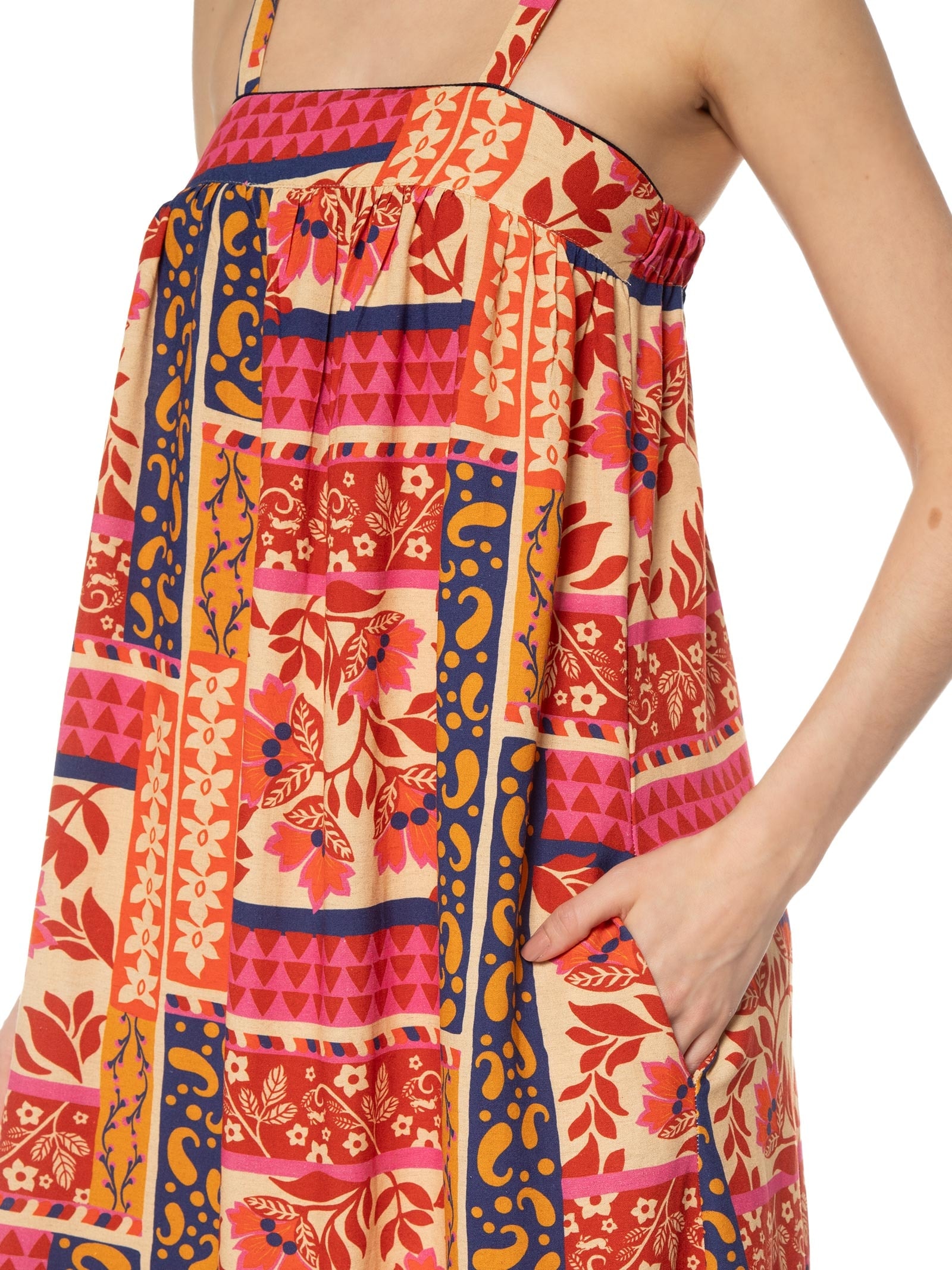 Vestido Longo Alça Estampa Afetiva Rosa Cantão