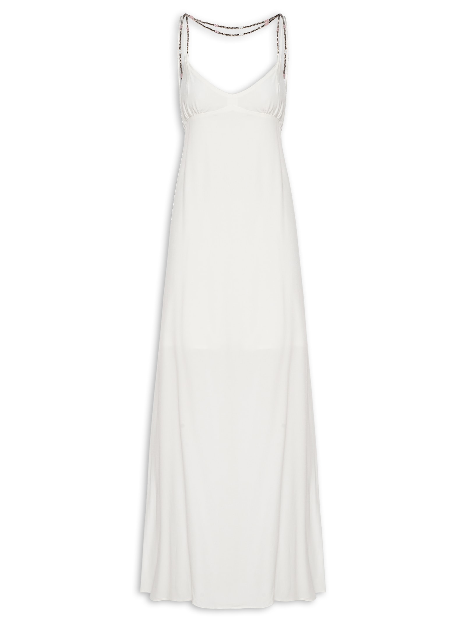 Vestido Longo Alças Cristais Branco Animale Jeans