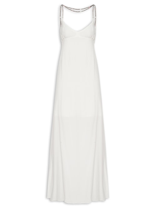 Vestido Longo Alças Cristais - Branco
