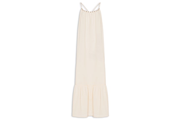 Vestido Longo Alcinha Bordado - Bege