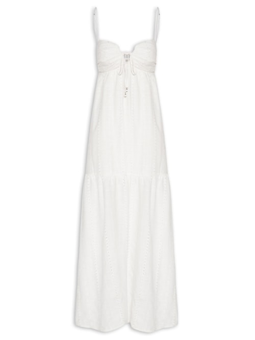 Vestido Longo Alcinha Bordado Listra Ba – Branco