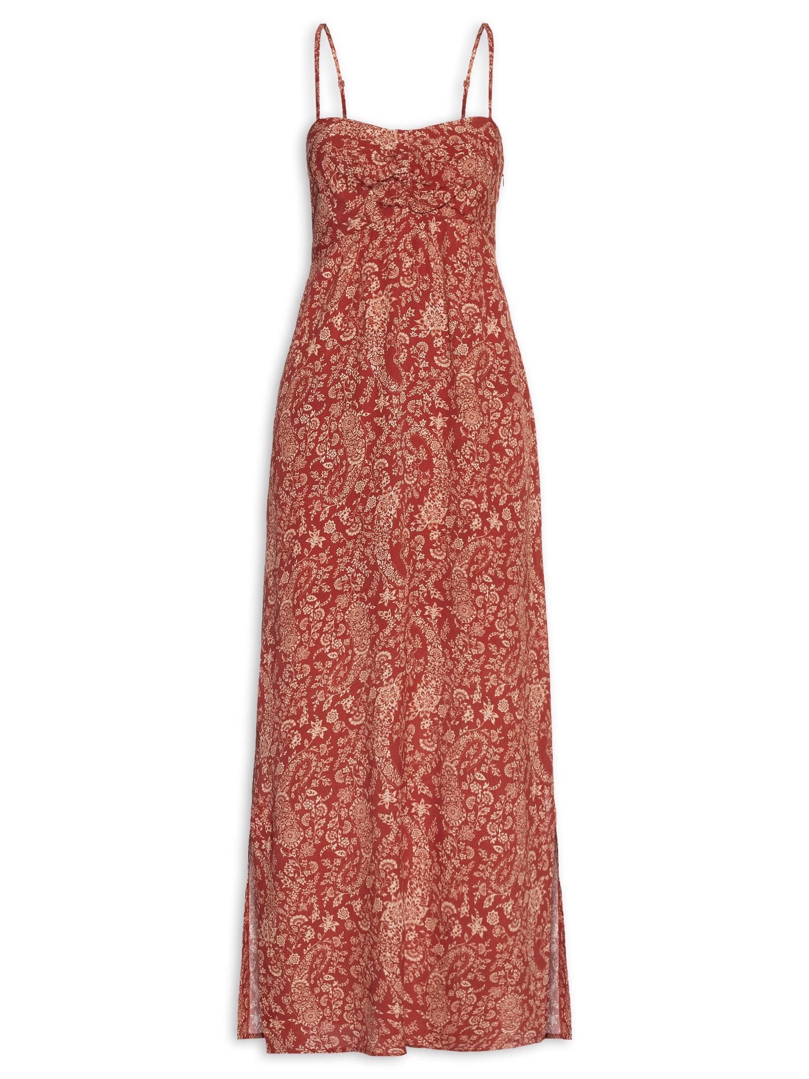 Maria Filó - Vestido Longo Alcinha Estampa Maze - Vermelho