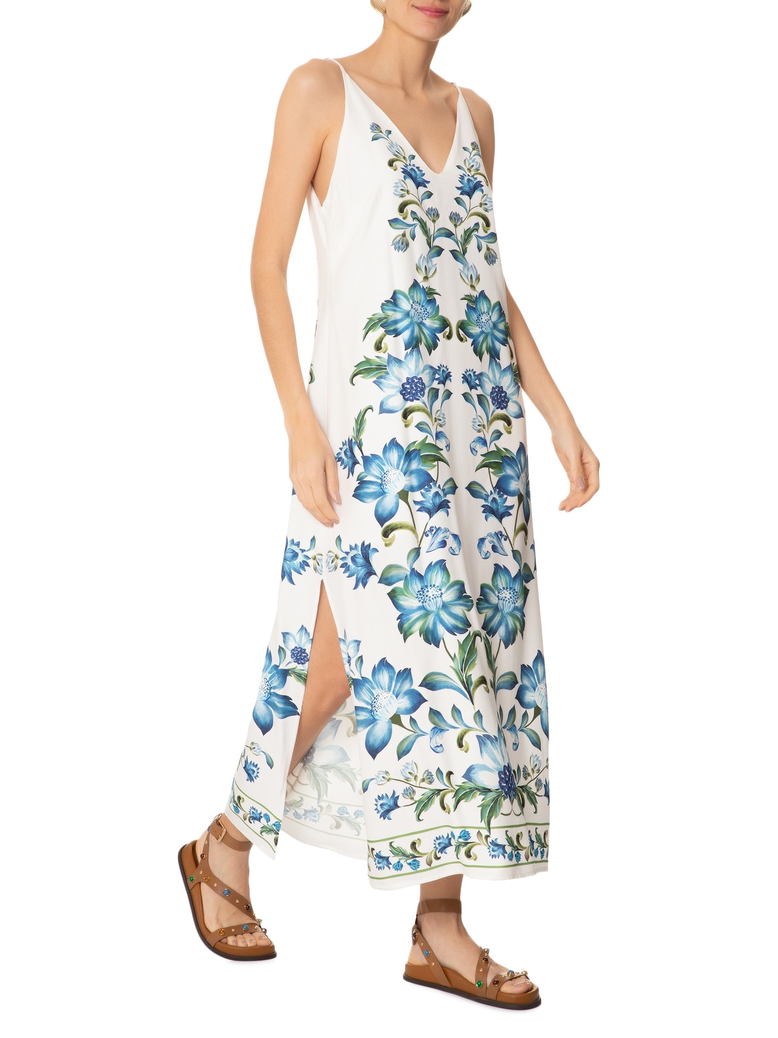 Vestido Longo Alcinha Laura Branco Farm