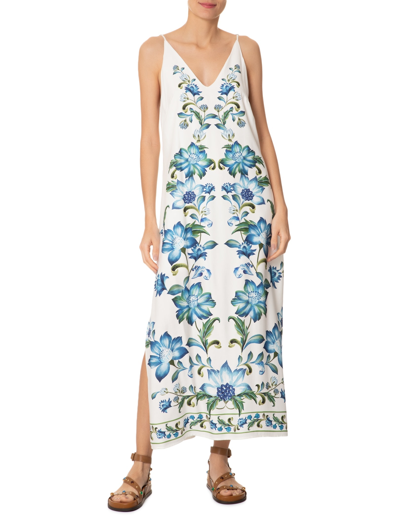 Vestido Longo Alcinha Laura Branco Farm