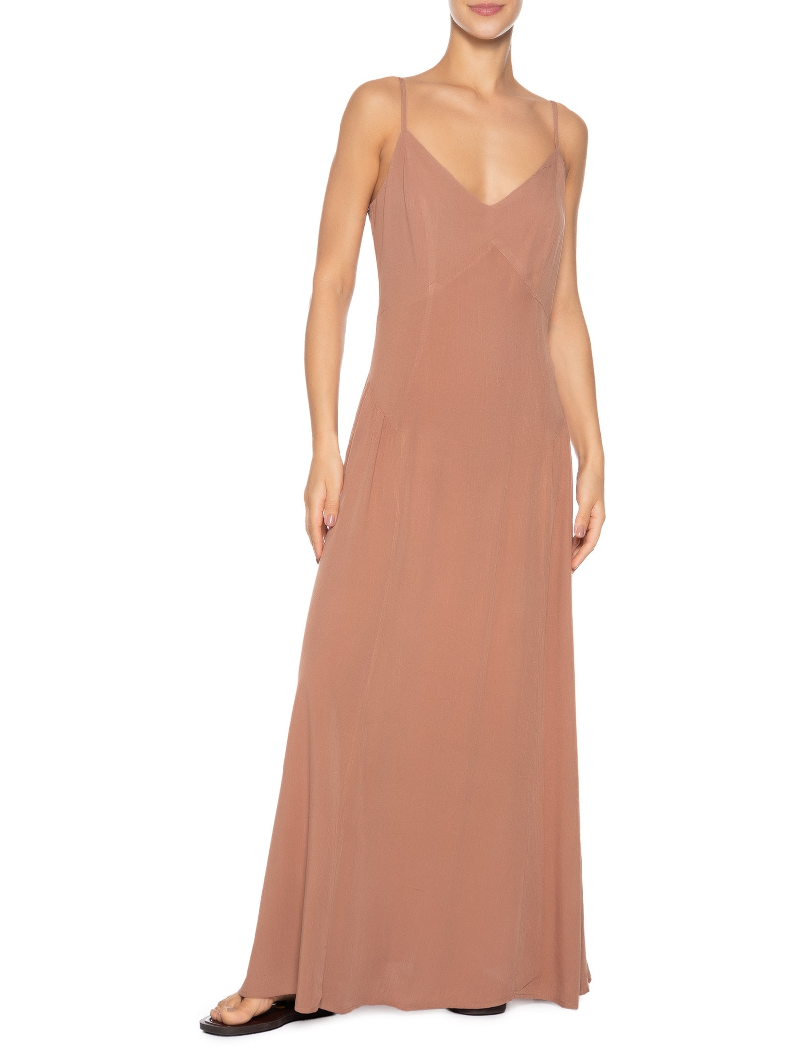 Vestido Longo Alcinha Marrom Basiq