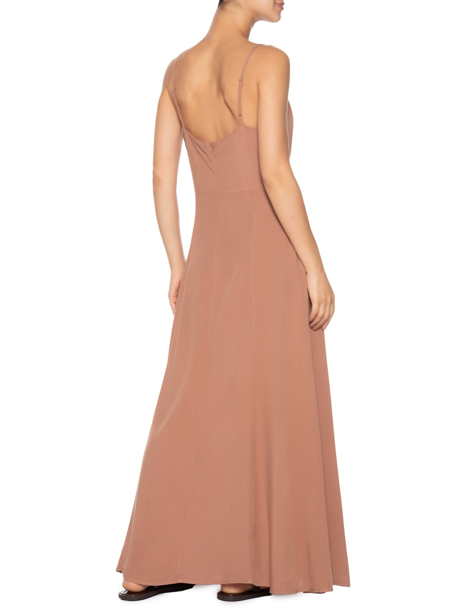 Vestido Longo Alcinha Marrom Basiq