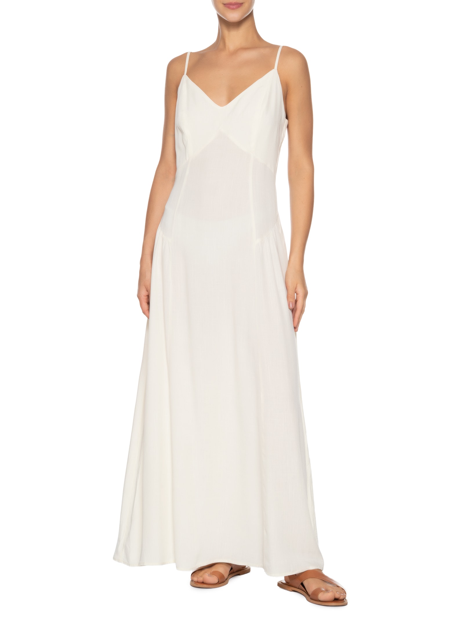 Vestido Longo Alcinha Off White Basiq