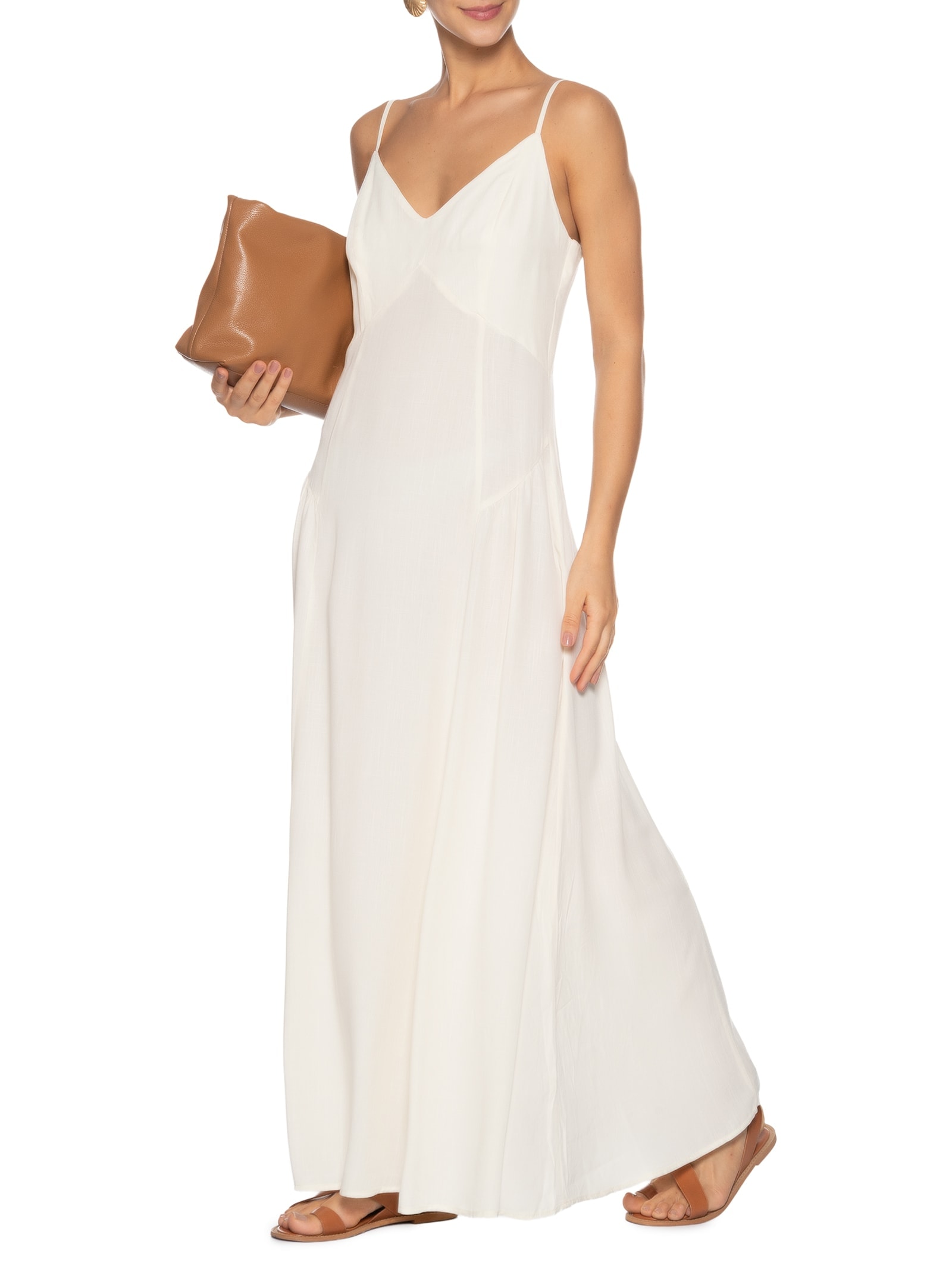 Vestido Longo Alcinha Off White Basiq