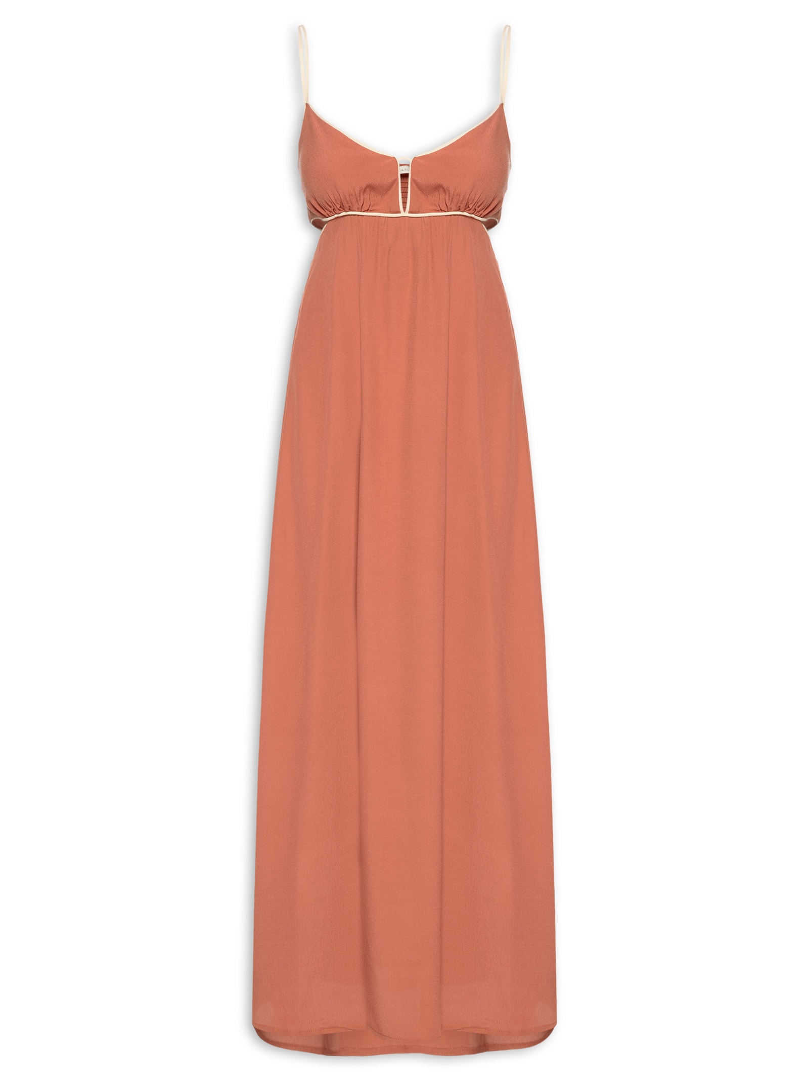 Vestido Longo Alcinha Vivo Bicolor Laranja Maria Filó