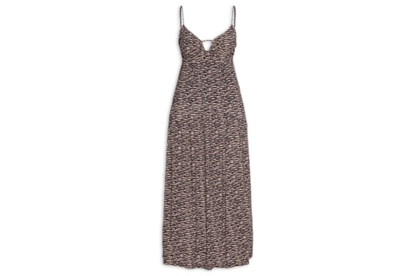 Vestido Longo Alcinhas Estampa Trace - Preto