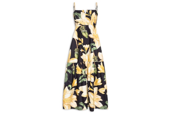 Vestido Longo Alcinhas Flor Nana - Preto