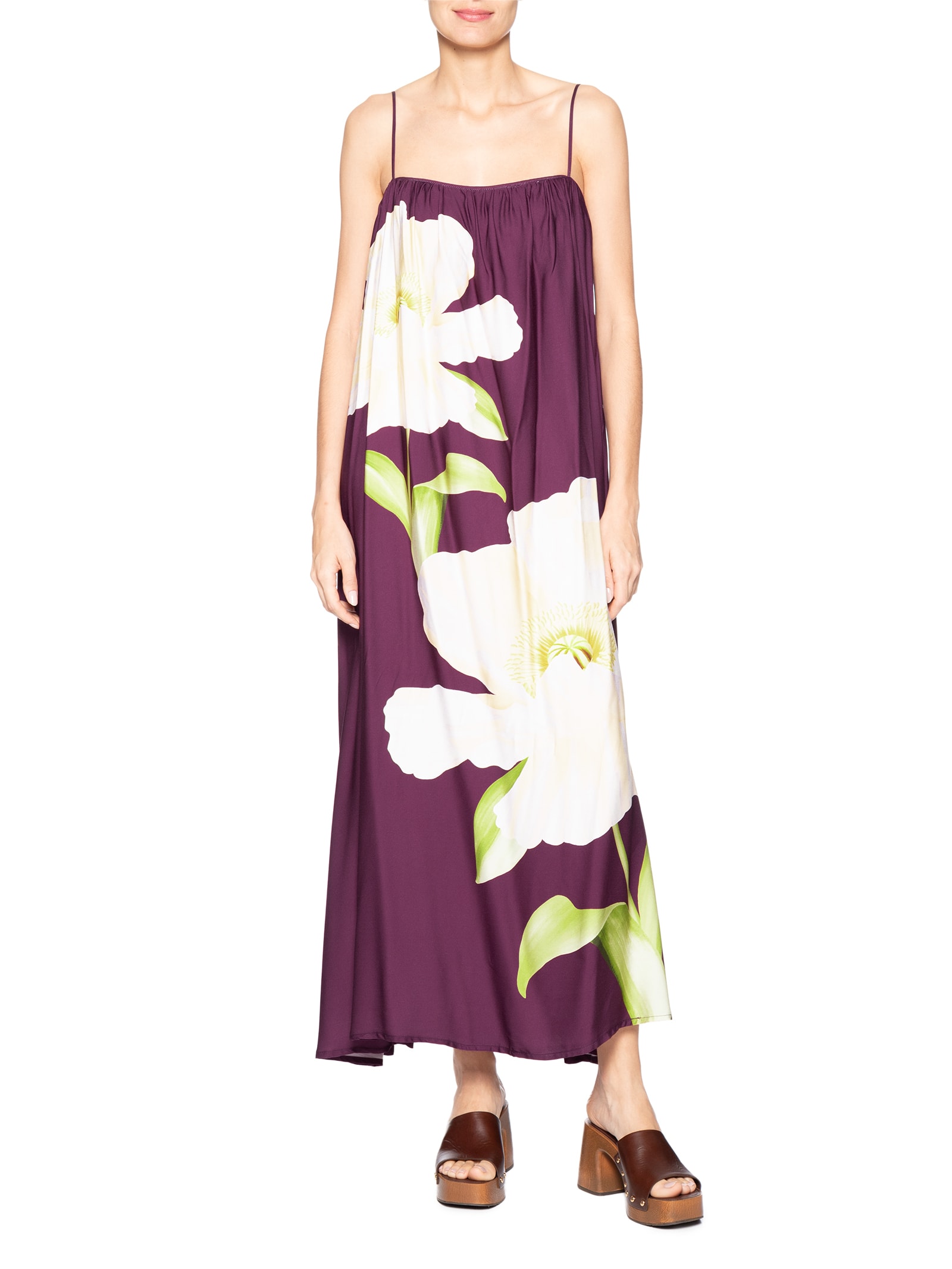 Vestido Longo Alcinhas Papoula  Roxo Farm