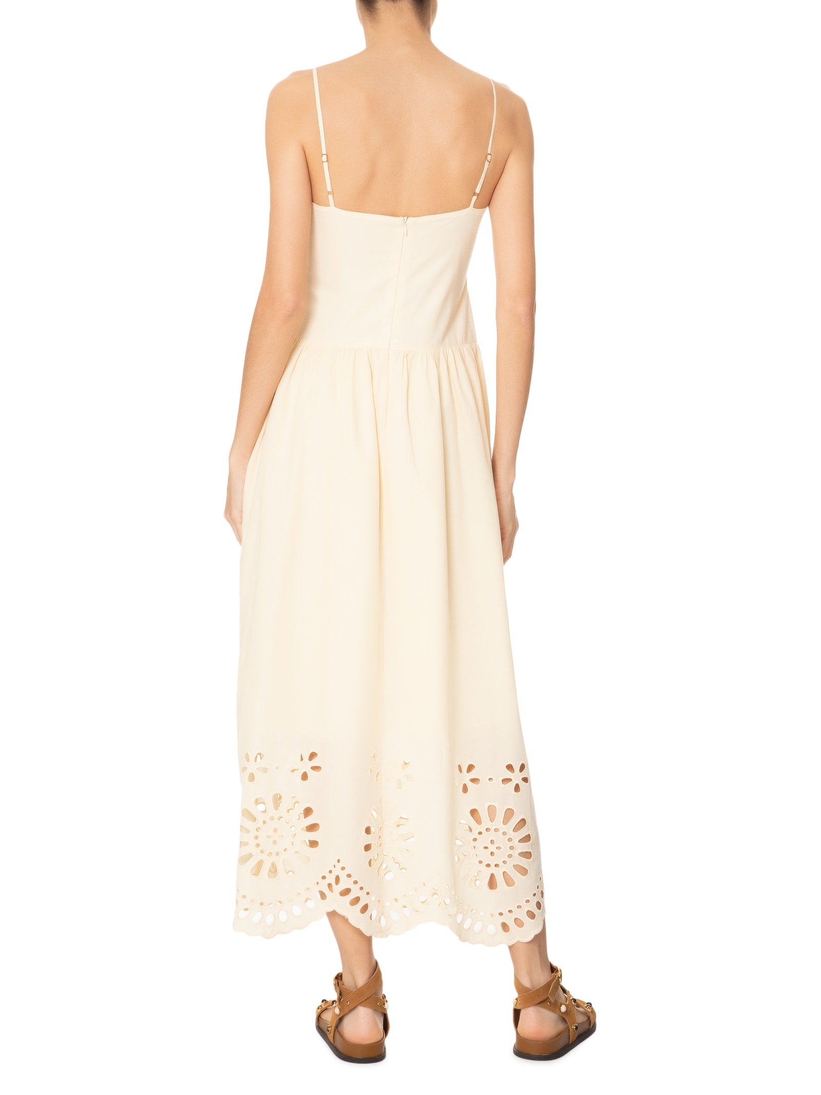 Vestido Longo Algodão Bordado Barrado Amarelo Dress To