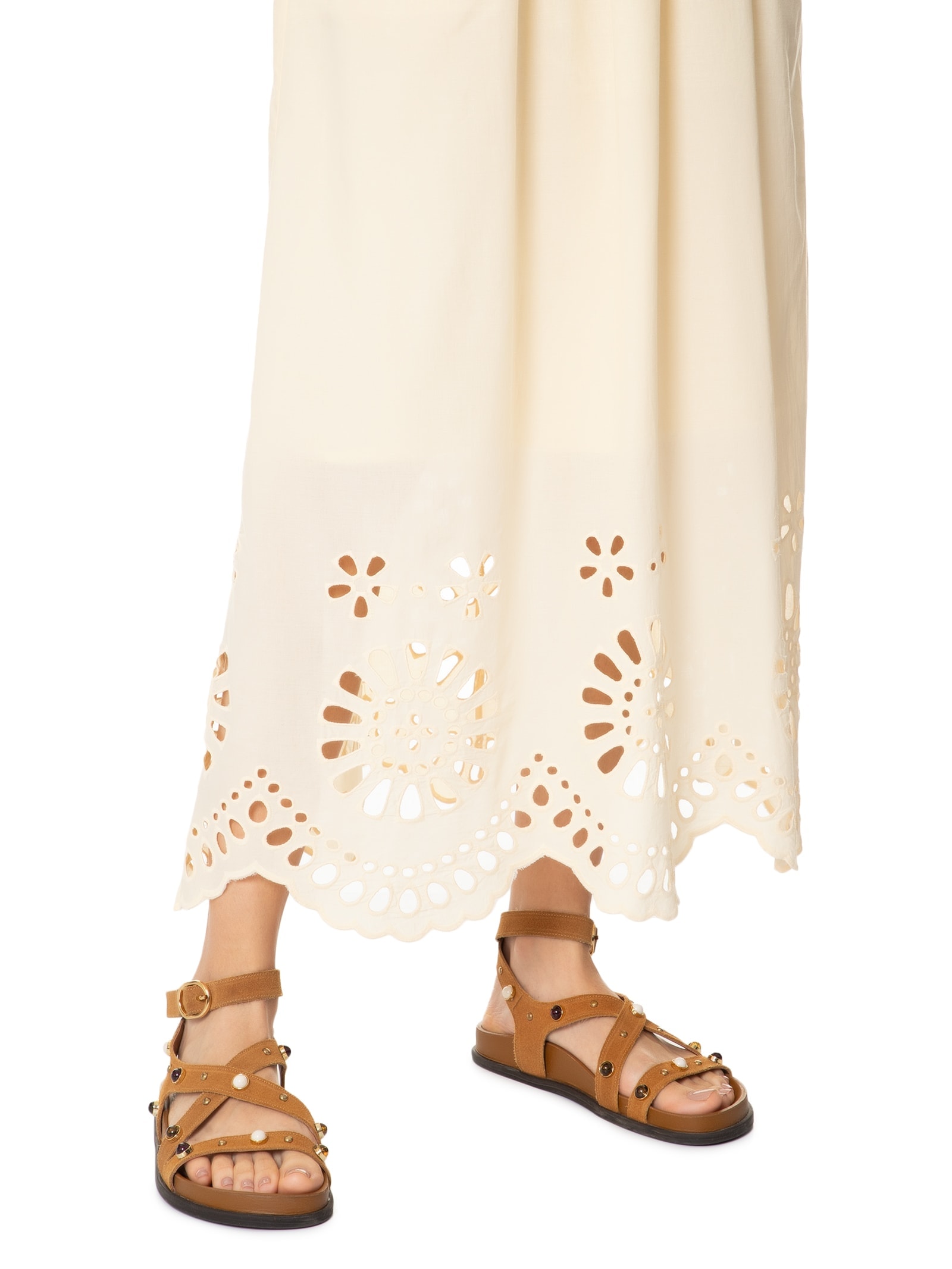 Vestido Longo Algodão Bordado Barrado Amarelo Dress To