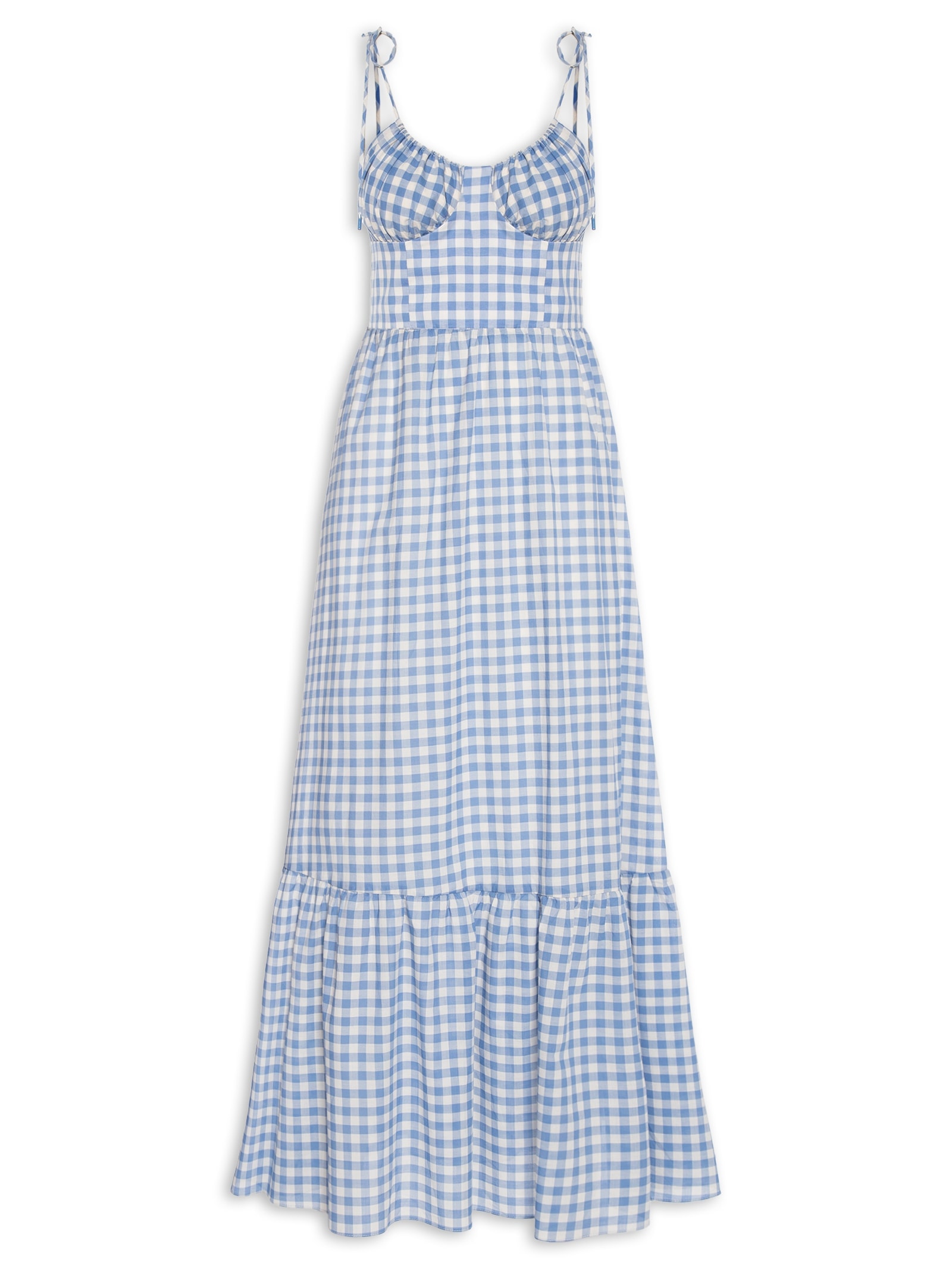 Vestido Longo Algodão Vichy Azul Dress To