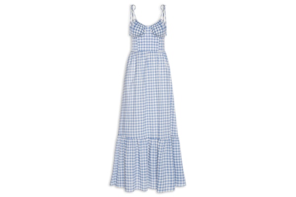 Vestido Longo Algodão Vichy - Azul