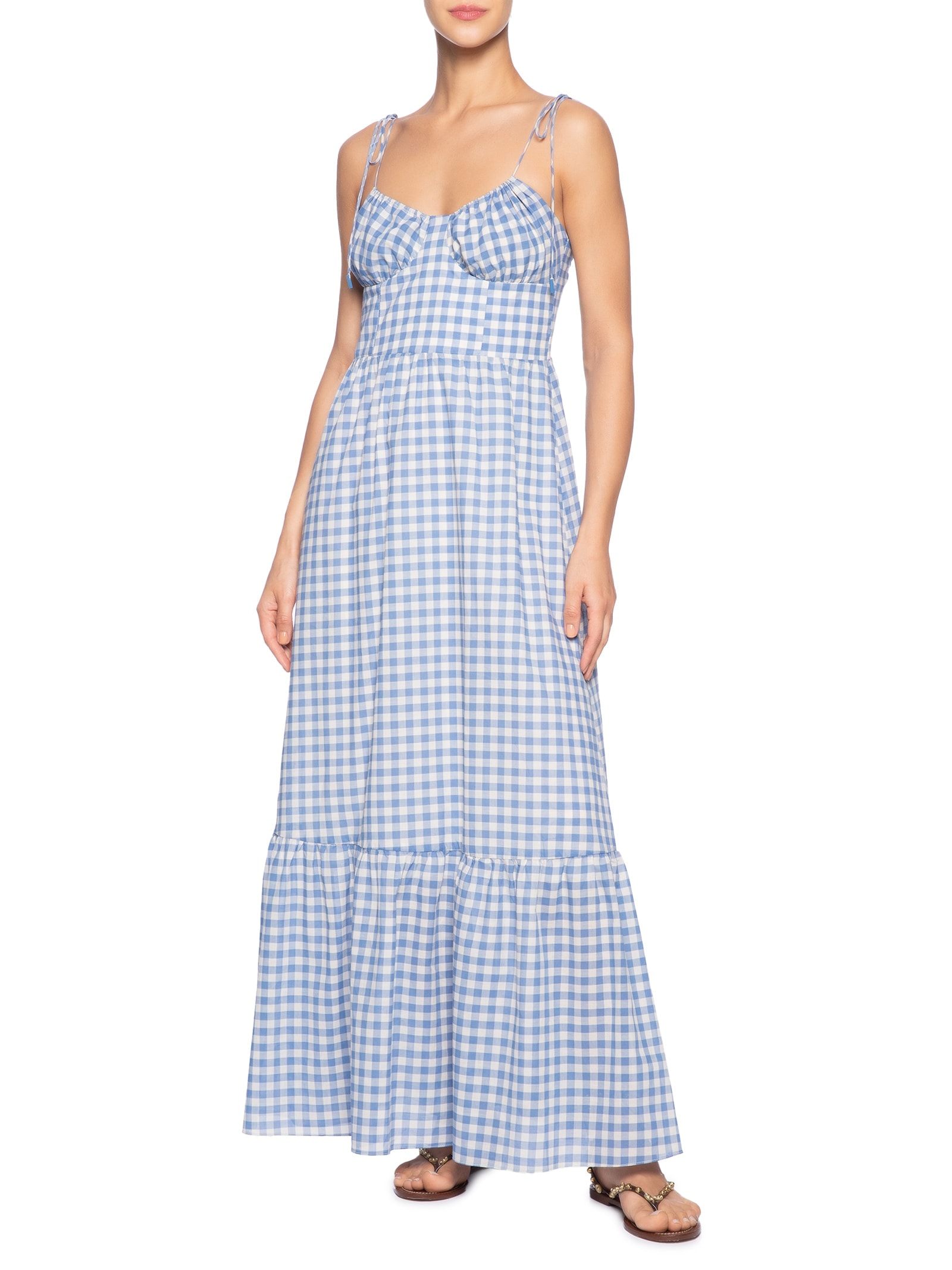 Vestido Longo Algodão Vichy Azul Dress To