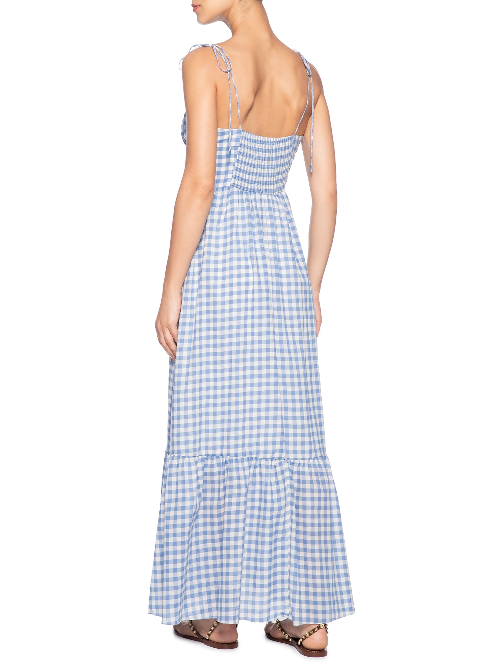 Vestido Longo Algodão Vichy Azul Dress To