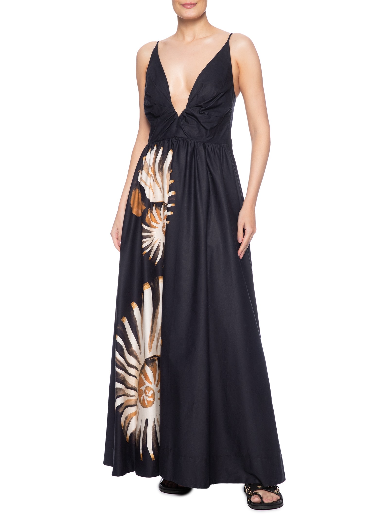 Vestido Longo Amonita Preto Farm
