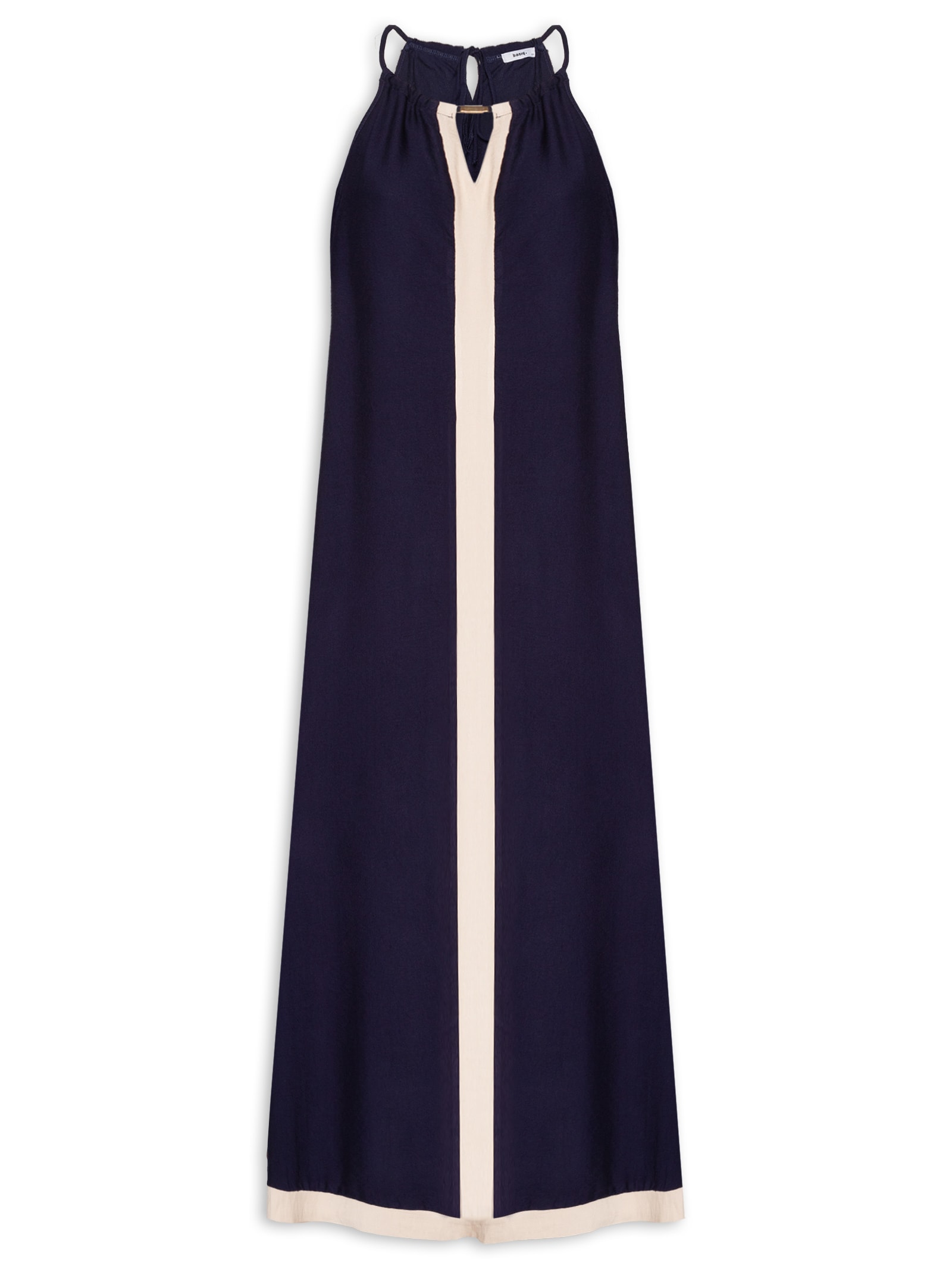 Vestido Longo Amplo Bicolor Azul Basiq