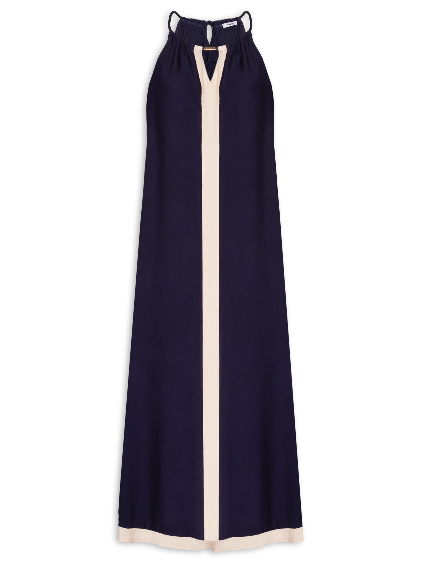 Vestido Longo Amplo Bicolor Azul Basiq