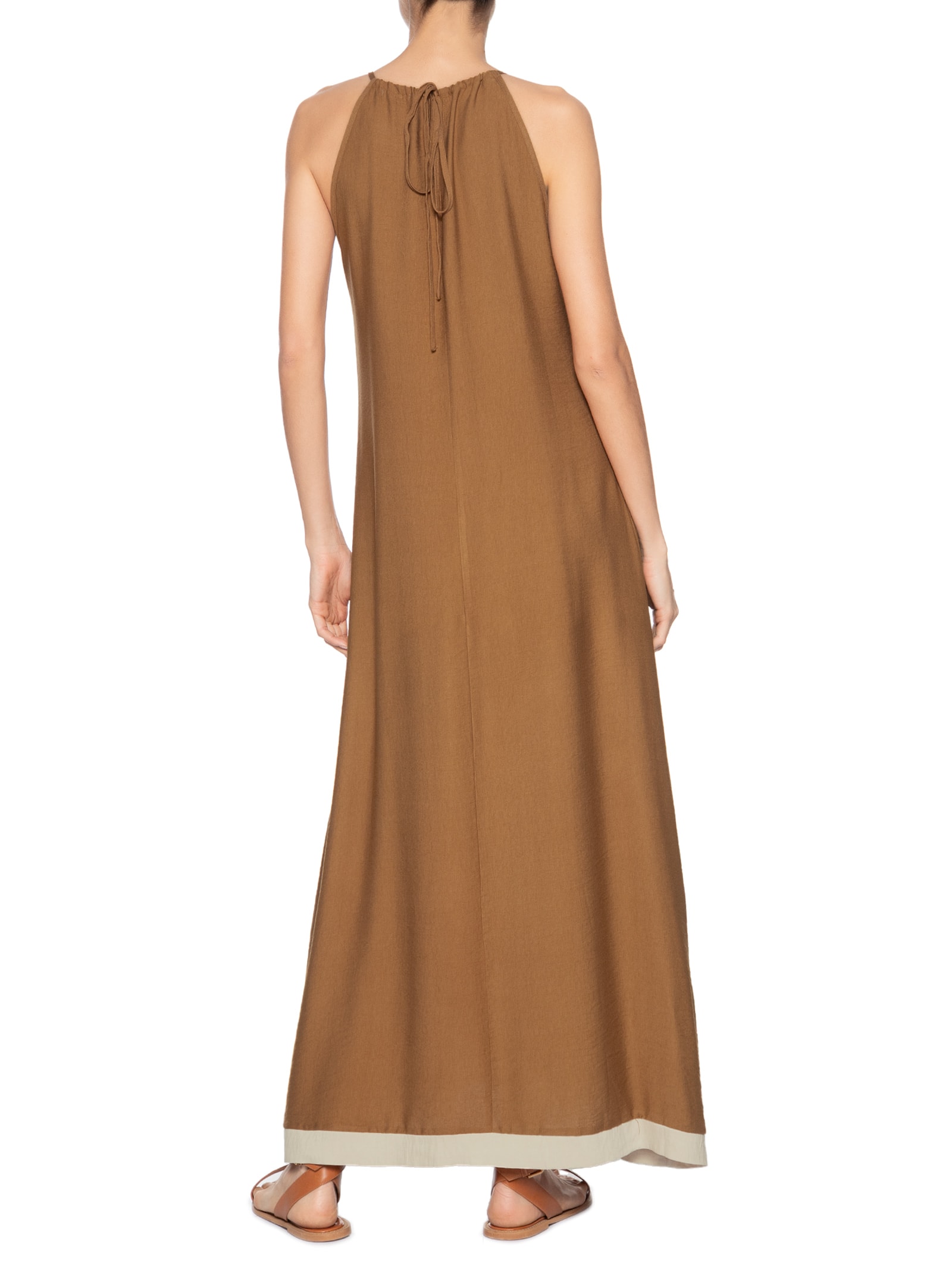 Vestido Longo Amplo Bicolor Marrom Basiq