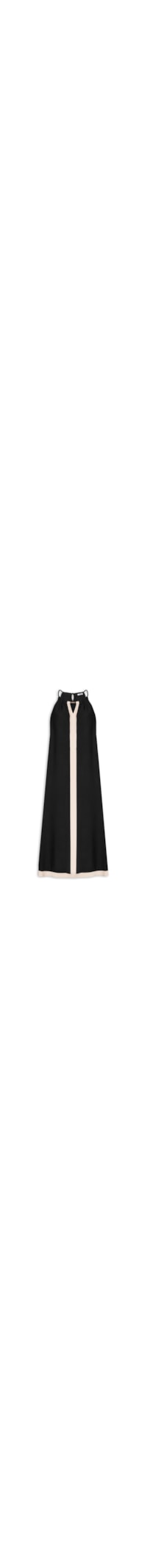 Vestido Longo Amplo Bicolor - Preto