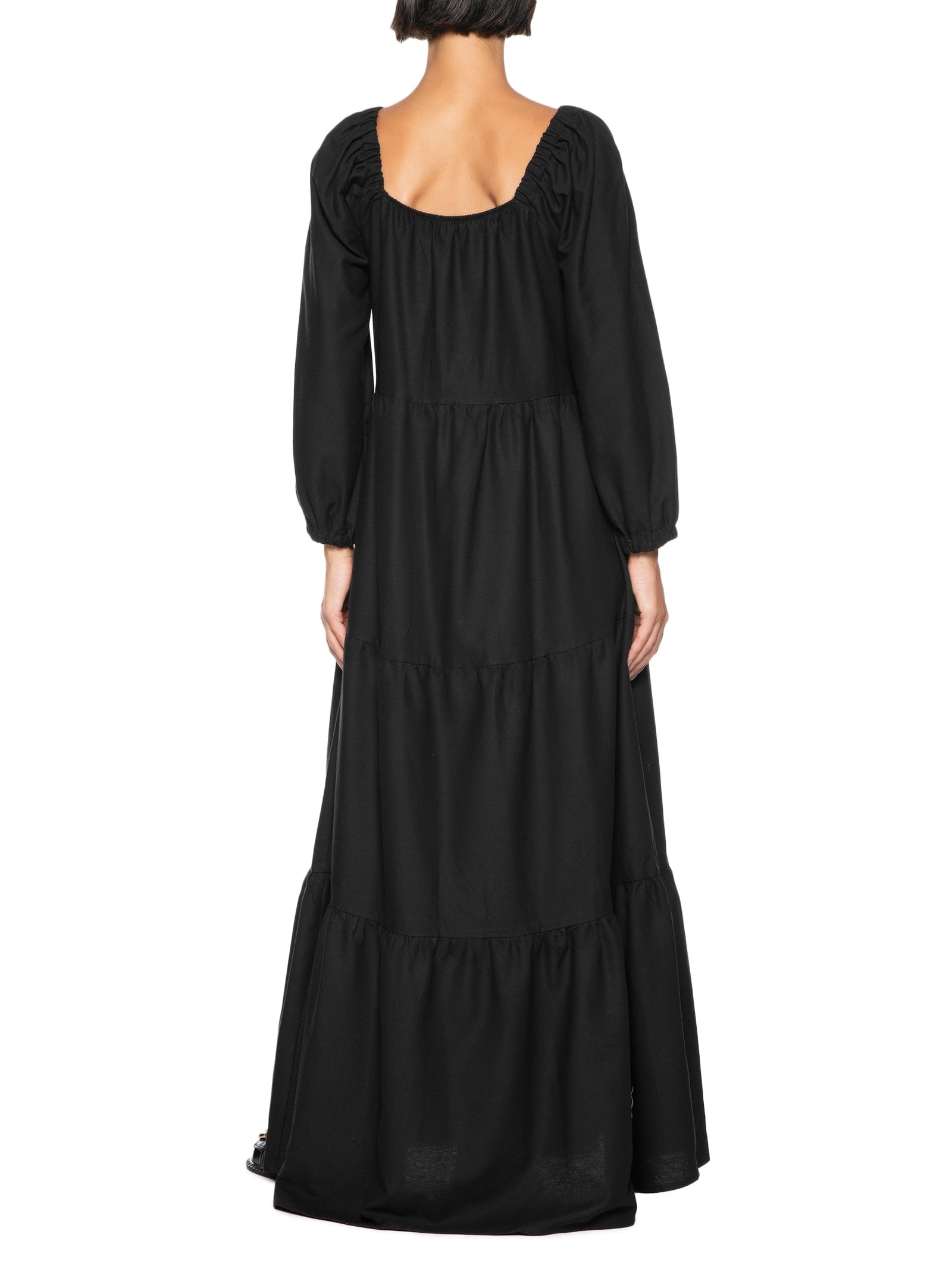 Vestido Longo Amplo Manga Budante Preto Cacay