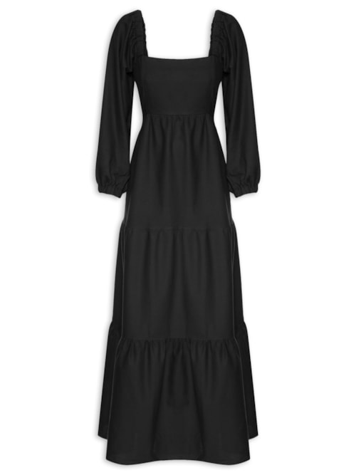 Vestido Longo Amplo Manga Budante – Preto
