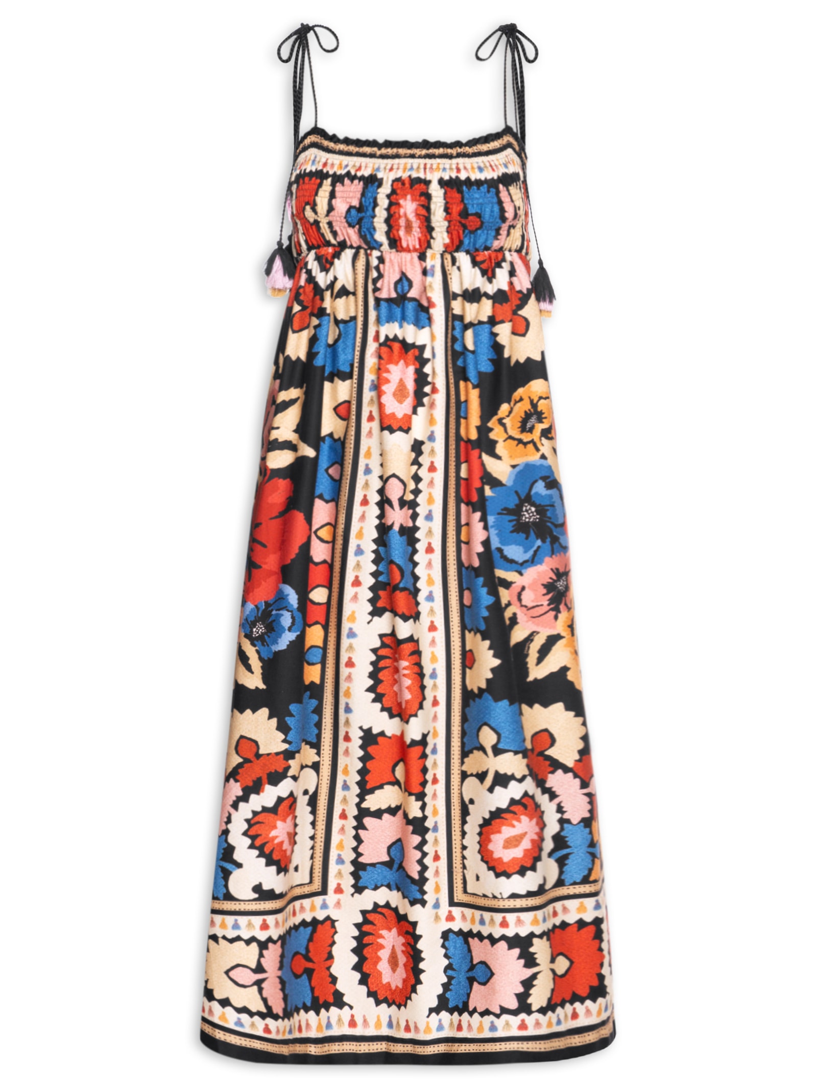 Vestido Longo Antuerpia Lenço Preto Farm