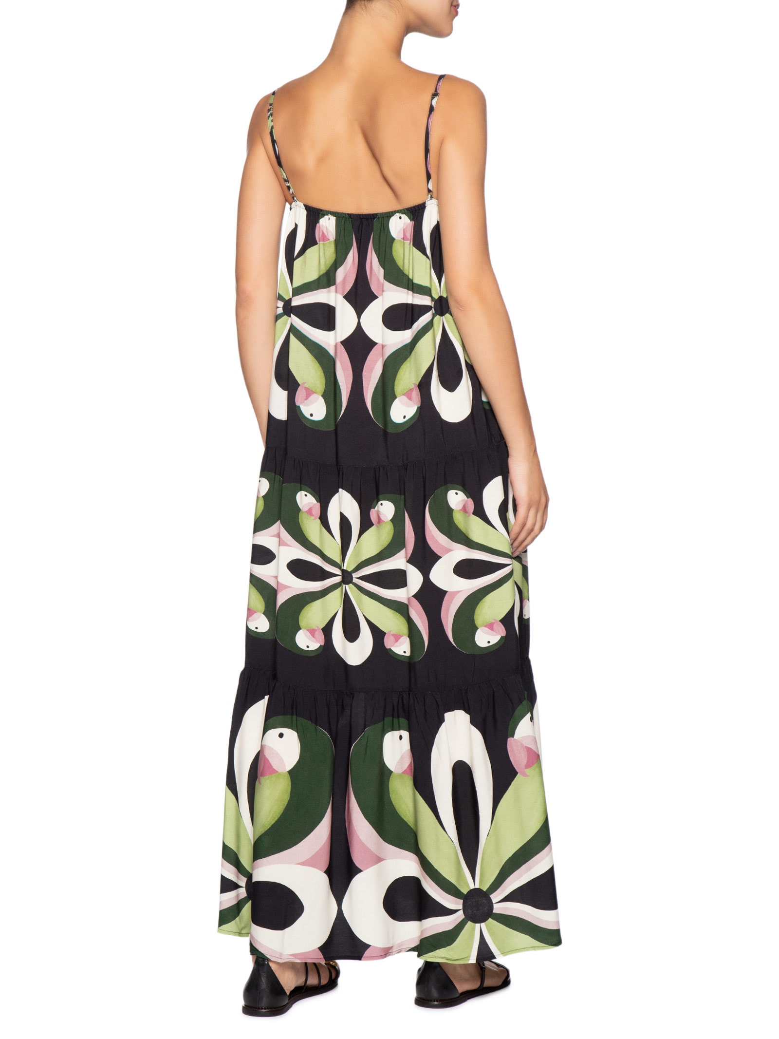 Vestido Longo Arara de Flor – Preto Farm