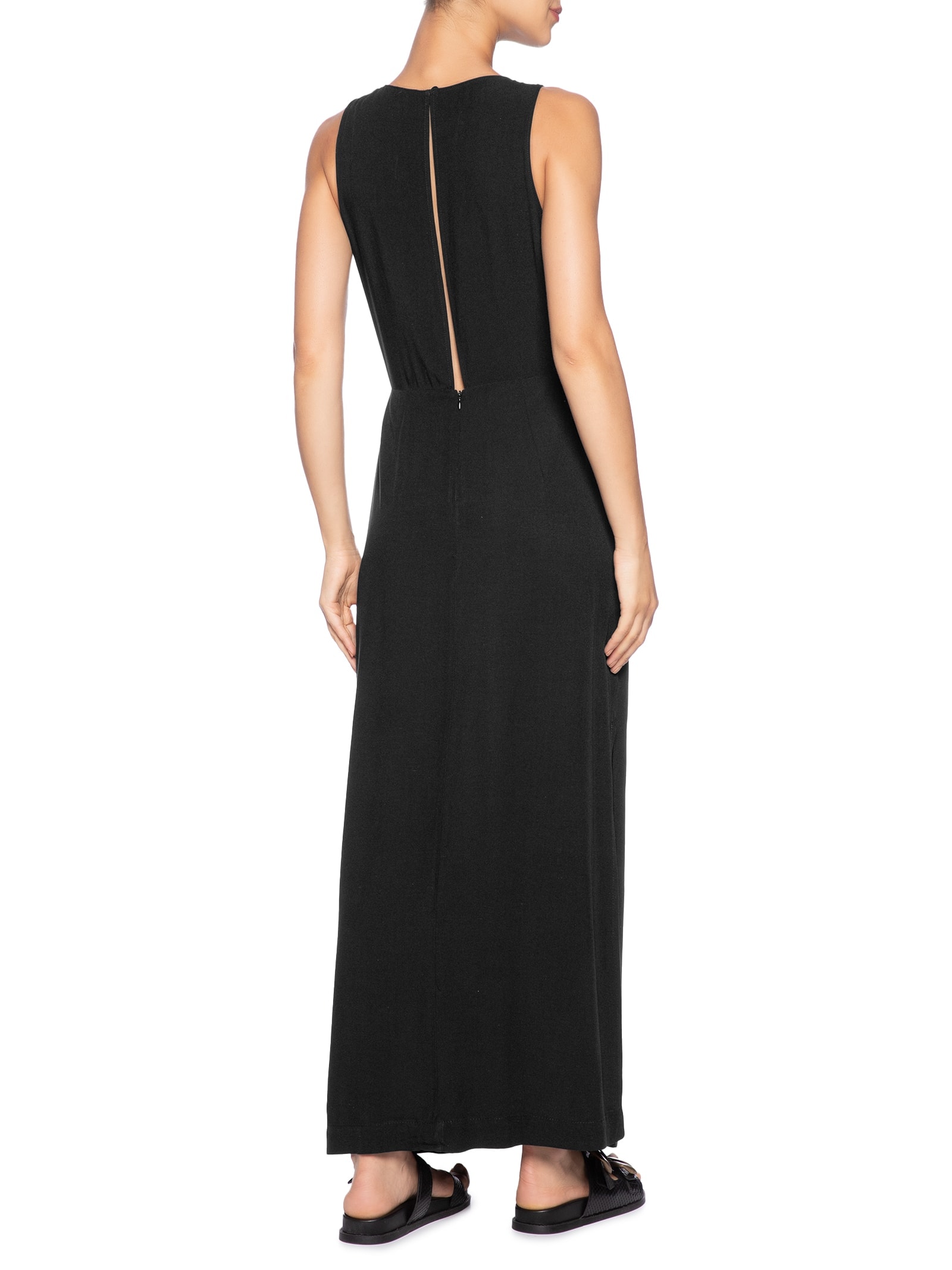 Vestido Longo Argola Decote Frente Preto Dress To