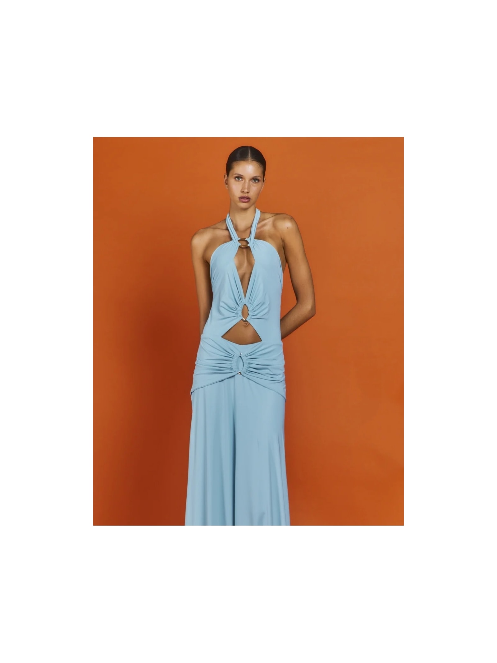 Vestido Longo Argolas Mareh Salácia Azul Céu Shop Ginger