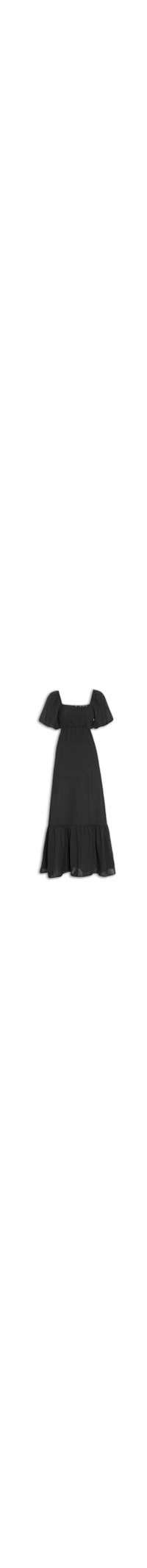 Vestido Longo Babado - Preto