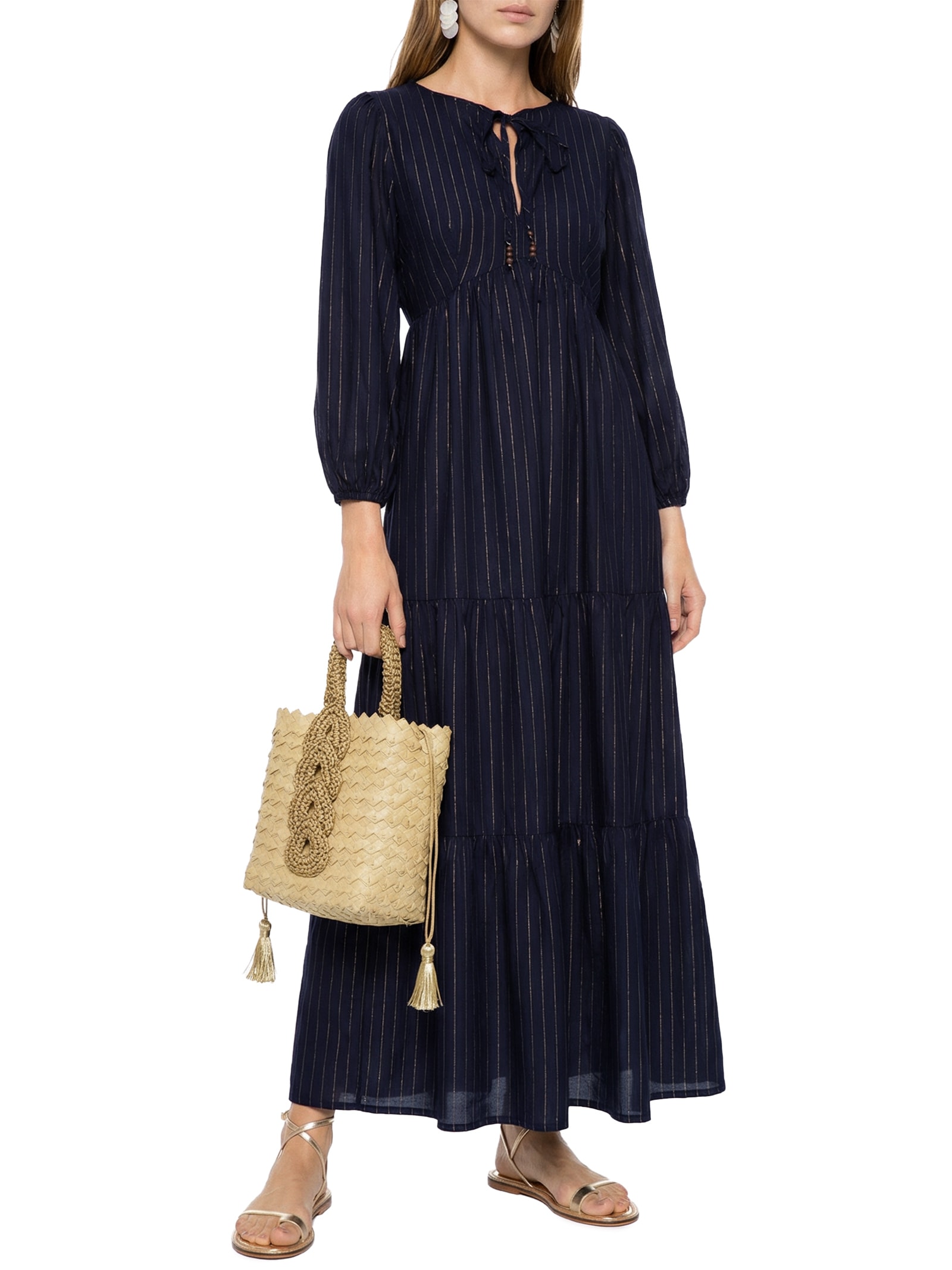 Vestido Longo Babado – Azul Cacay