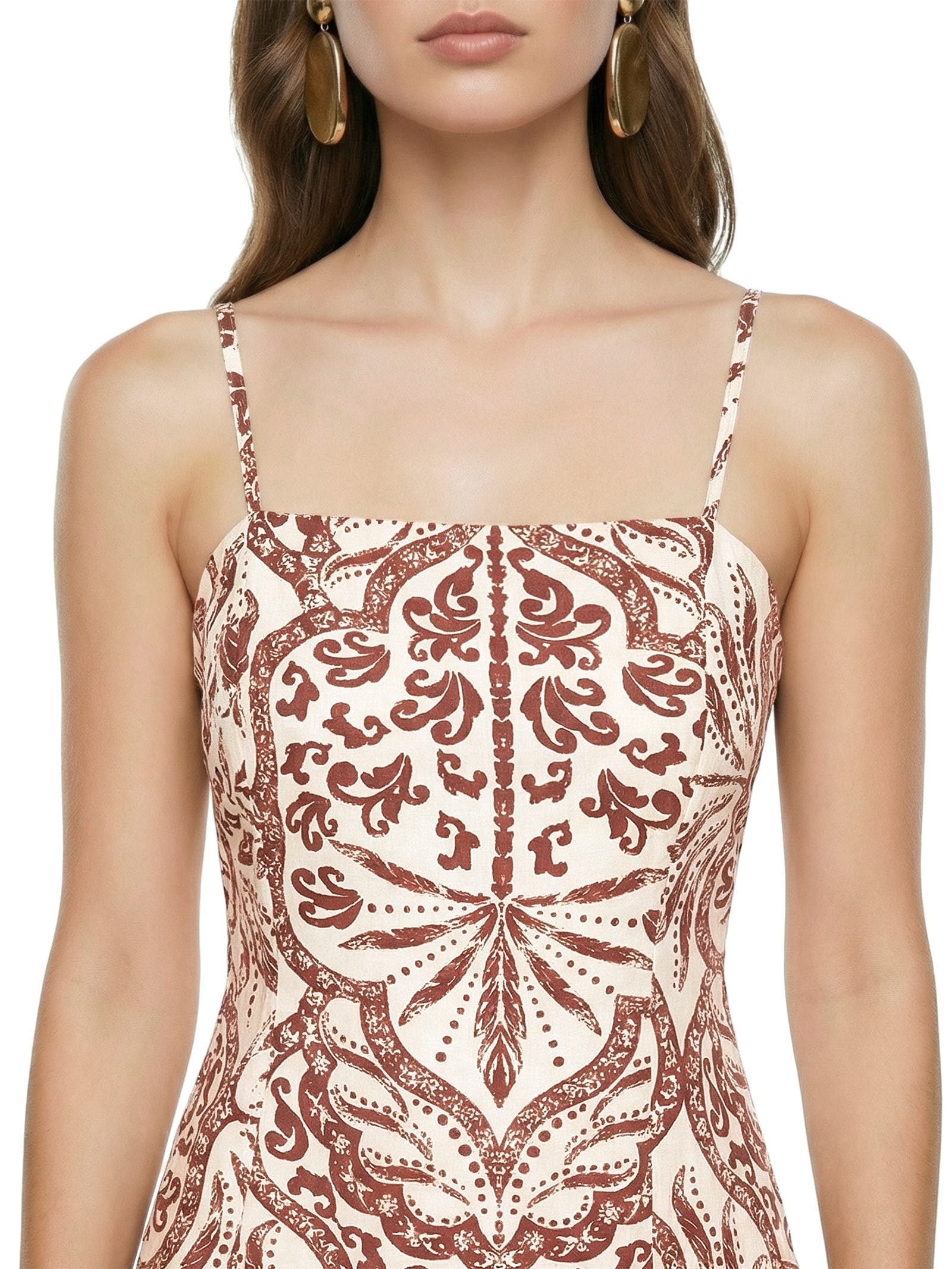 Vestido Longo Babados Marrom Cacay