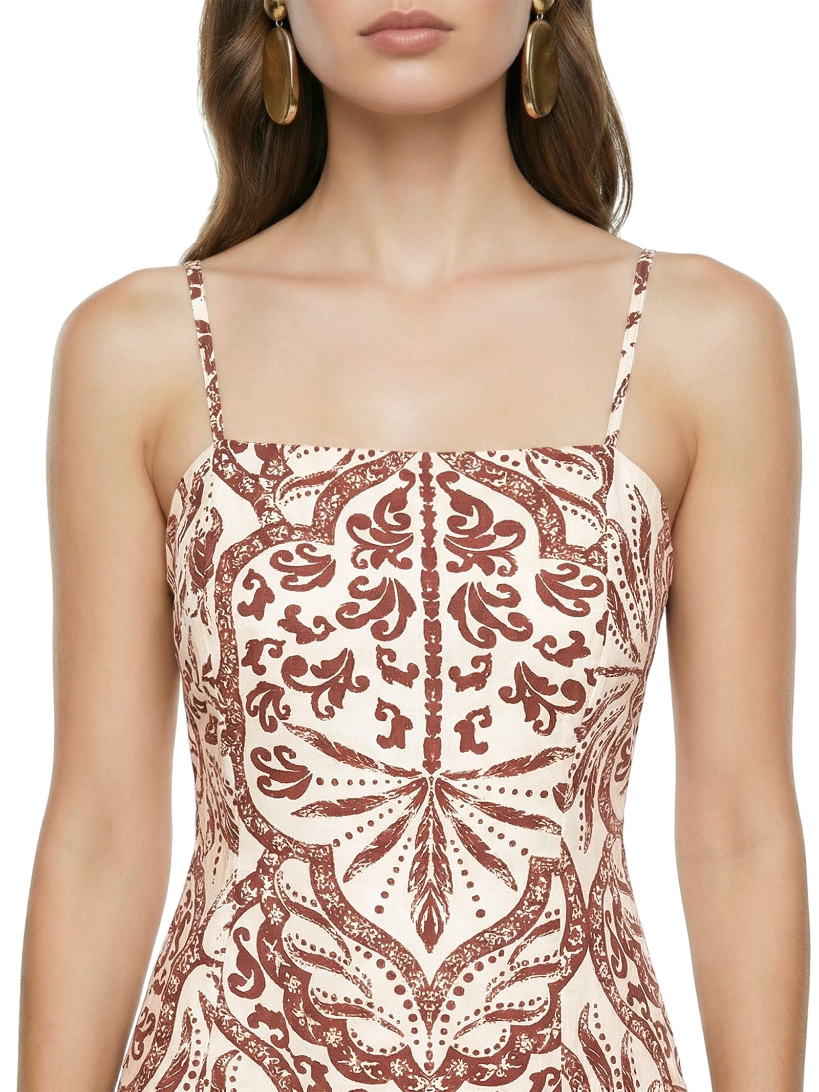 Vestido Longo Babados Marrom Cacay