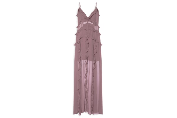Vestido Longo Babados Taupe - Rosa