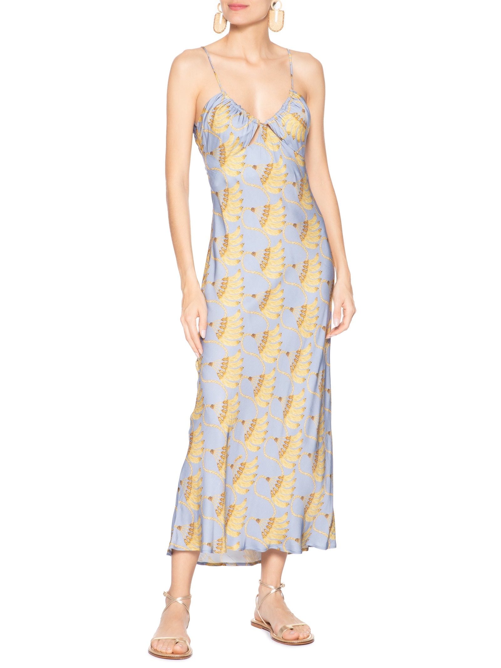 Vestido Longo Banana Tassel Azul Farm