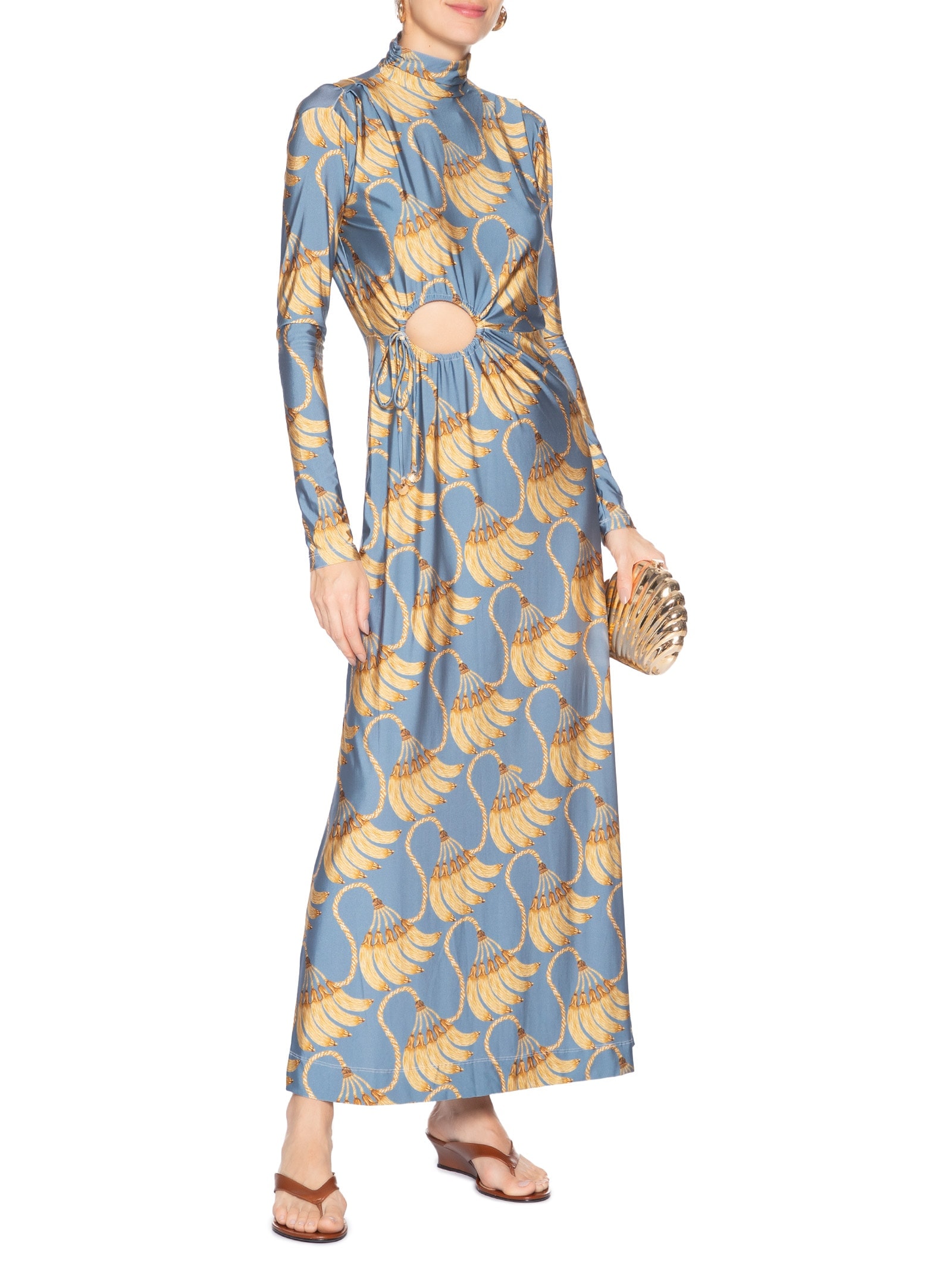 Vestido Longo Banana Tassel Azul Farm