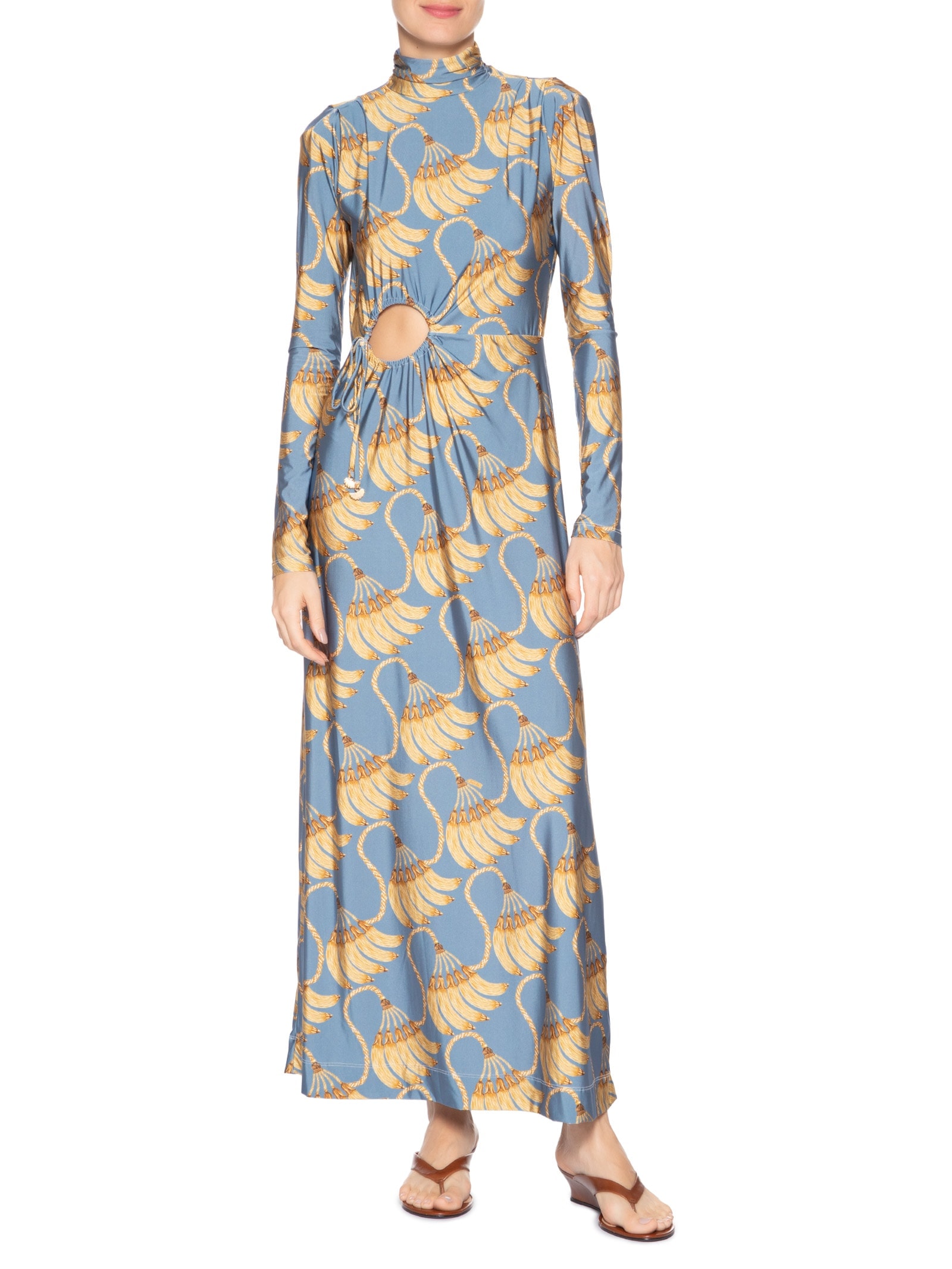 Vestido Longo Banana Tassel Azul Farm