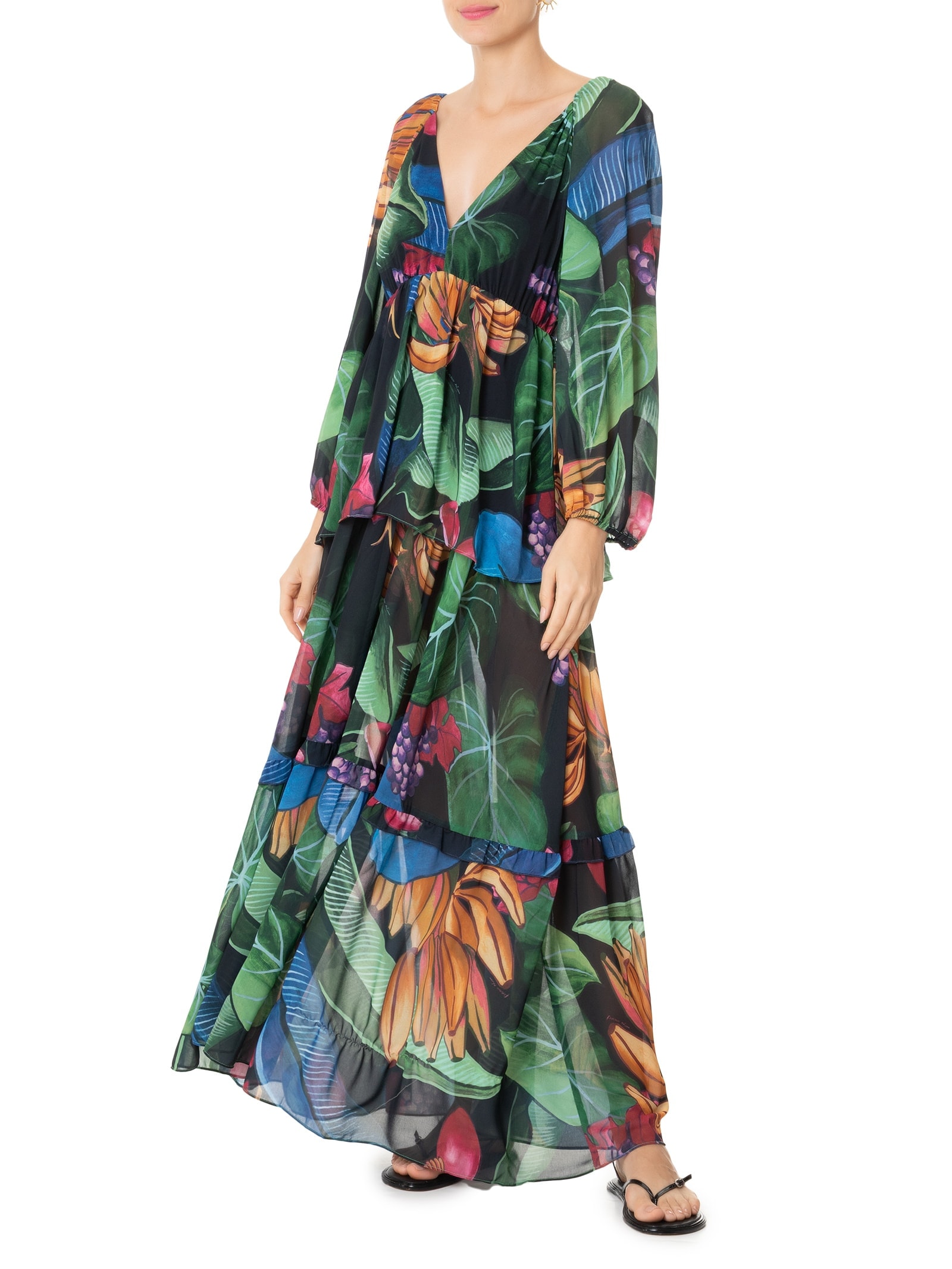 Vestido Longo Banana Uva Verde Farm