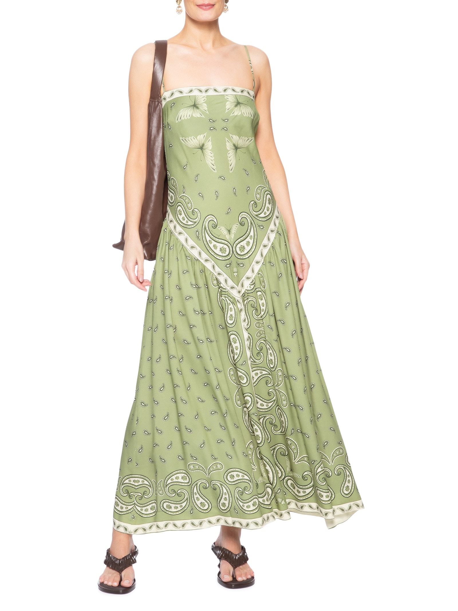 Vestido Longo Bandanas Jardim Verde Farm