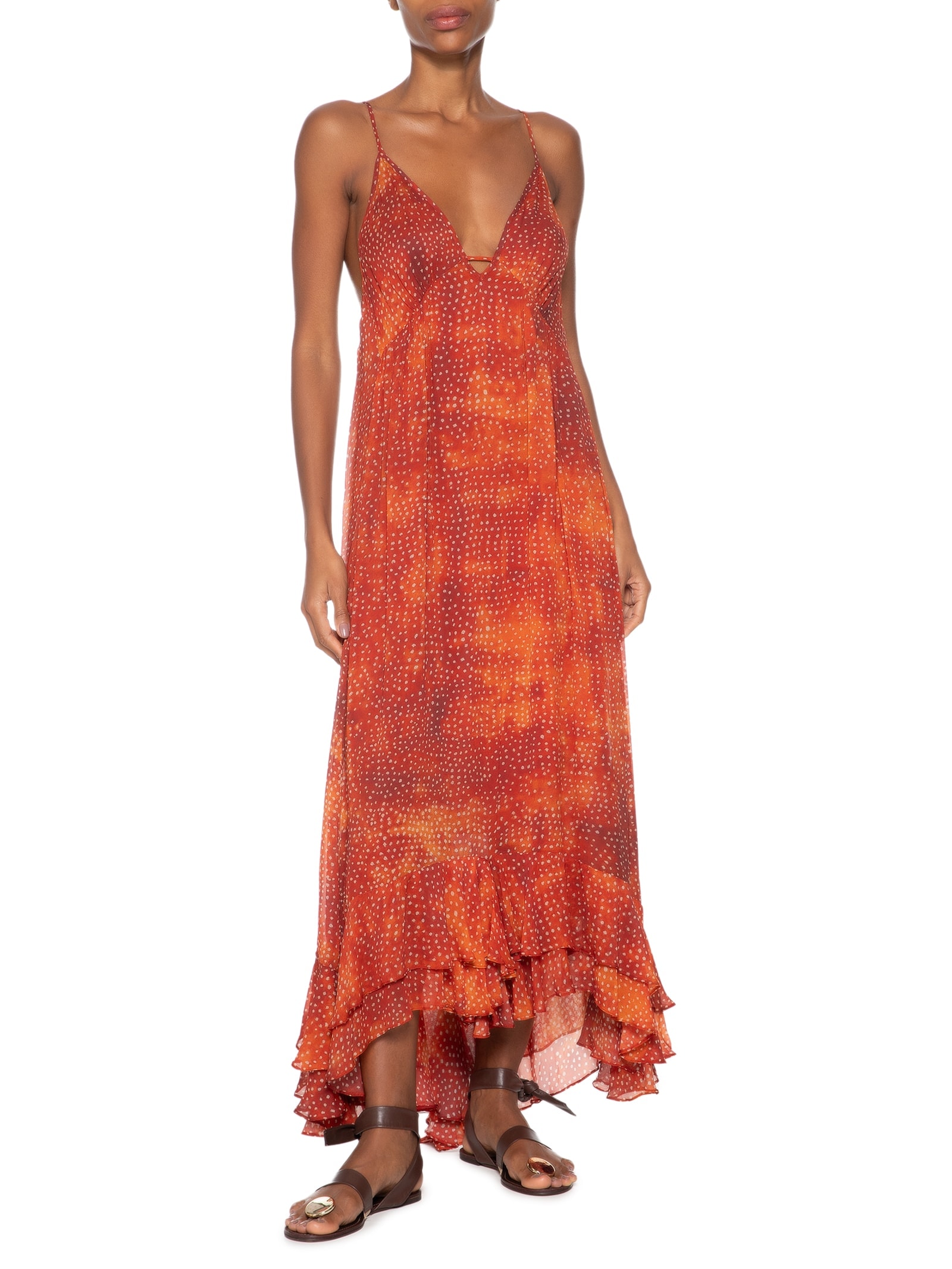 Vestido Longo Barra Babado - Laranja by ANIMALE