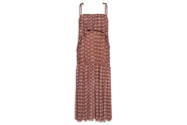 Vestido Longo Bata Estampa Conchário - Vermelho