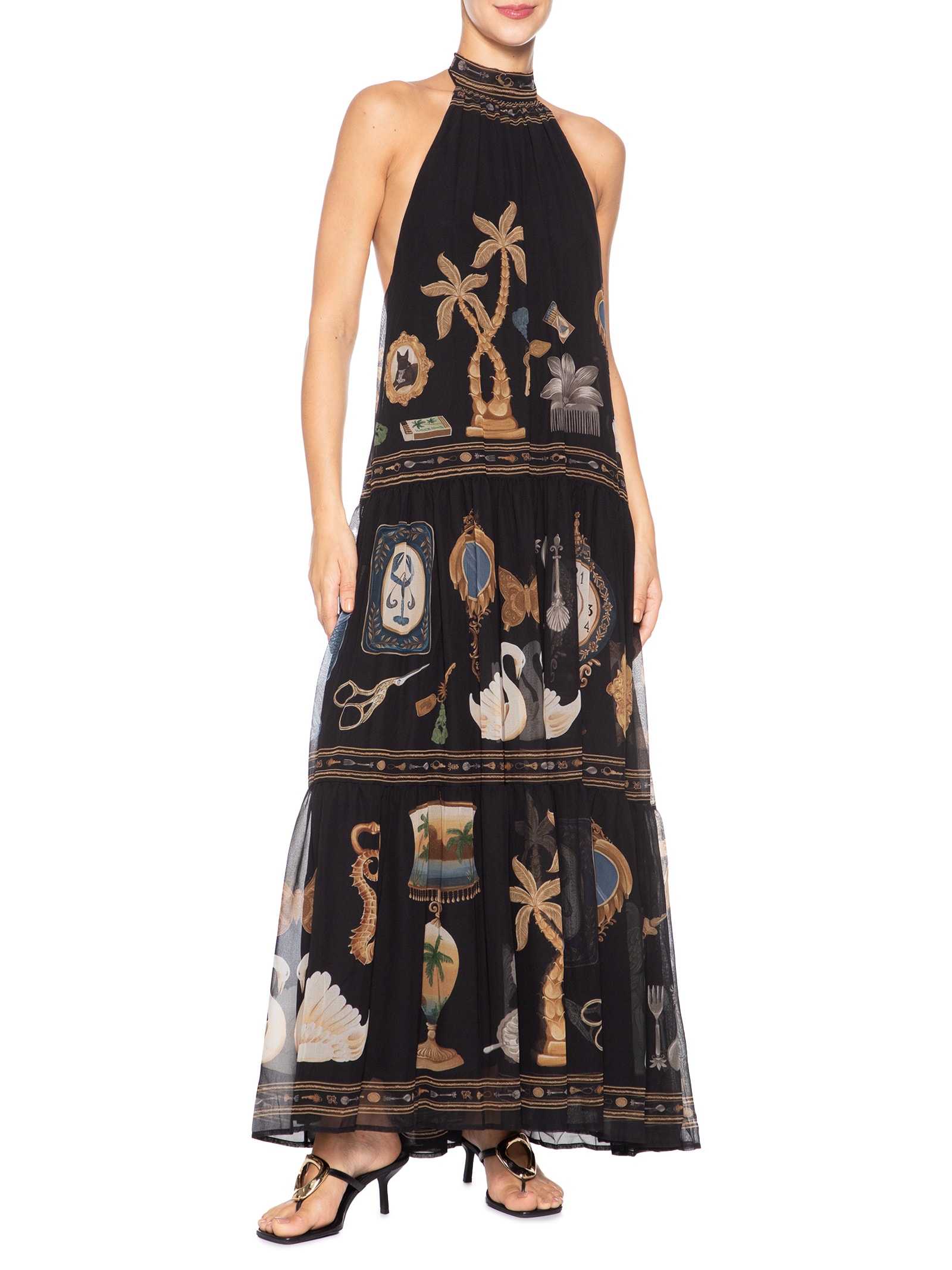 Vestido Longo Bibelô Preto Farm