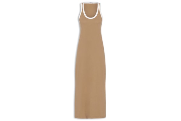 Vestido Longo Bicolor - Marrom