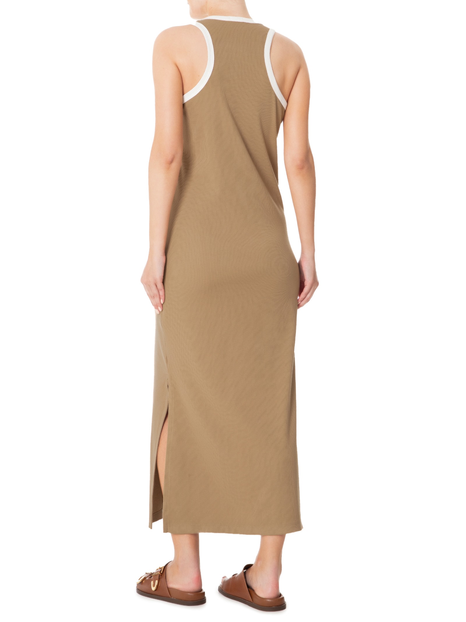 Vestido Longo Bicolor Marrom Basiq