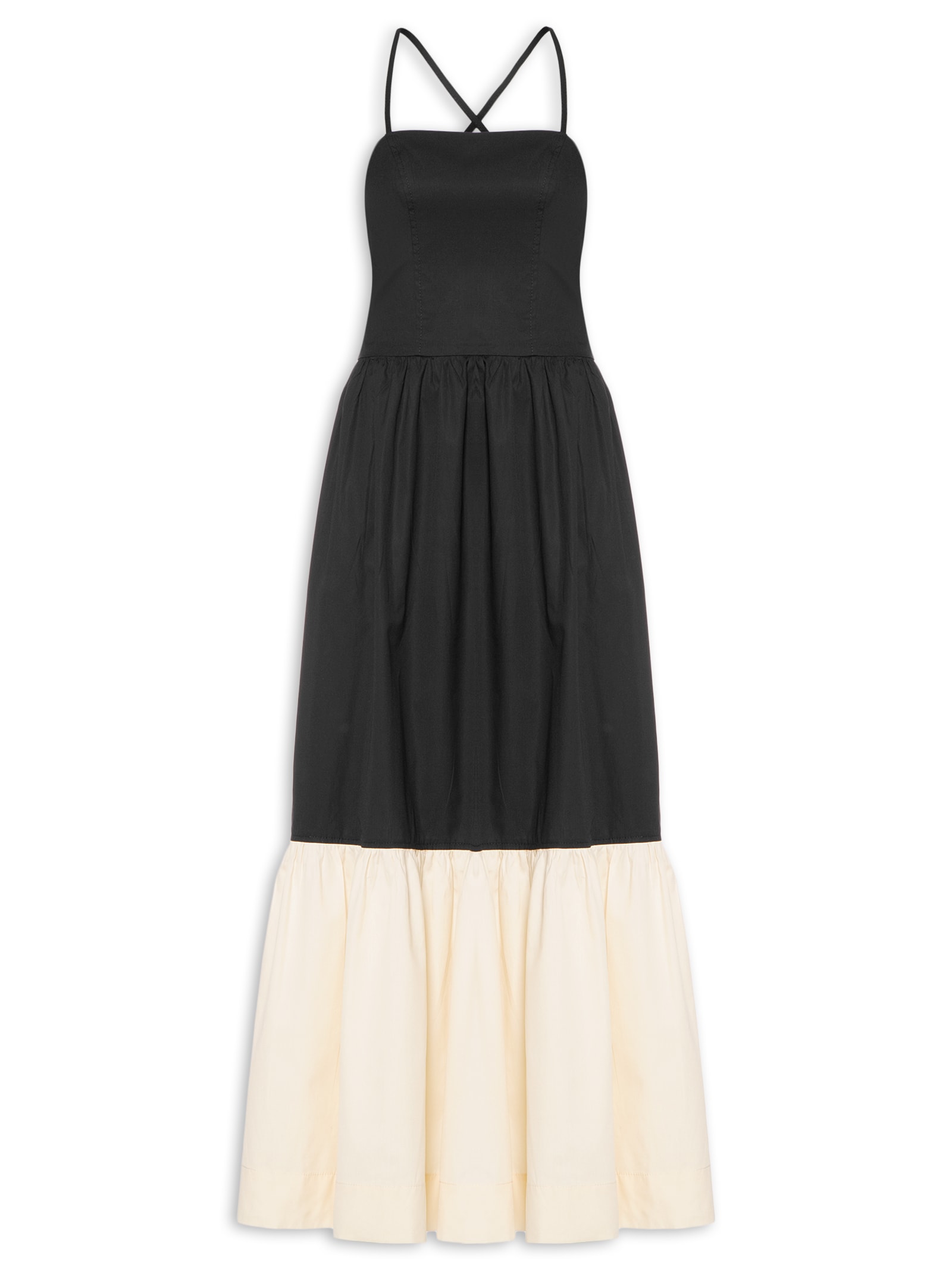 Vestido Longo Bicolor Preto Dress To