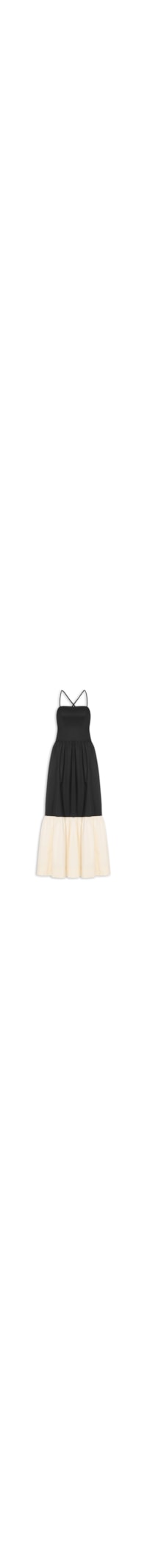 Vestido Longo Bicolor - Preto